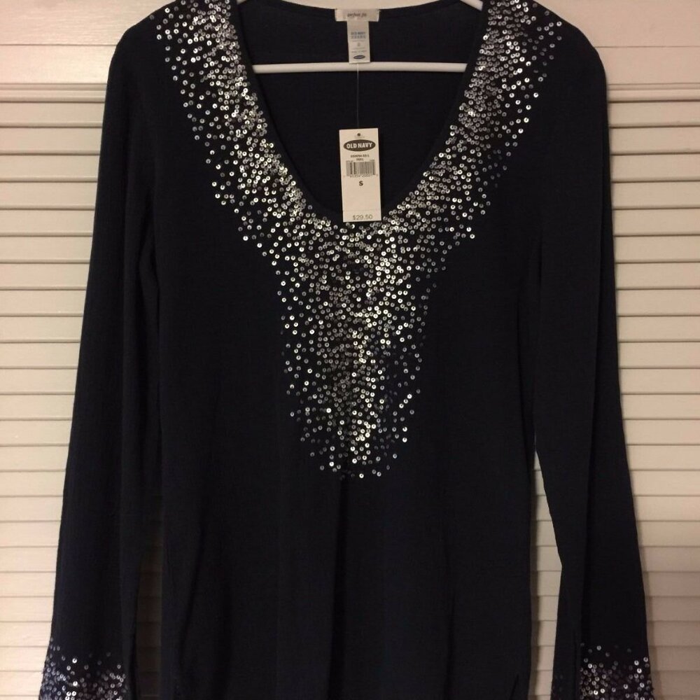 Old Navy - Blue Sequined Tunic - Size Sm - New with Tags